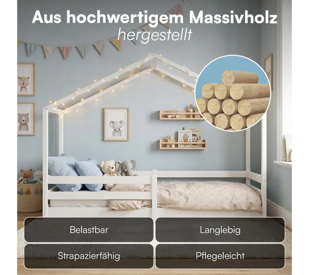 Bellabino Hausbett Abia Weiß mit Lattenrost und Rausfallschutz - Bild 5
