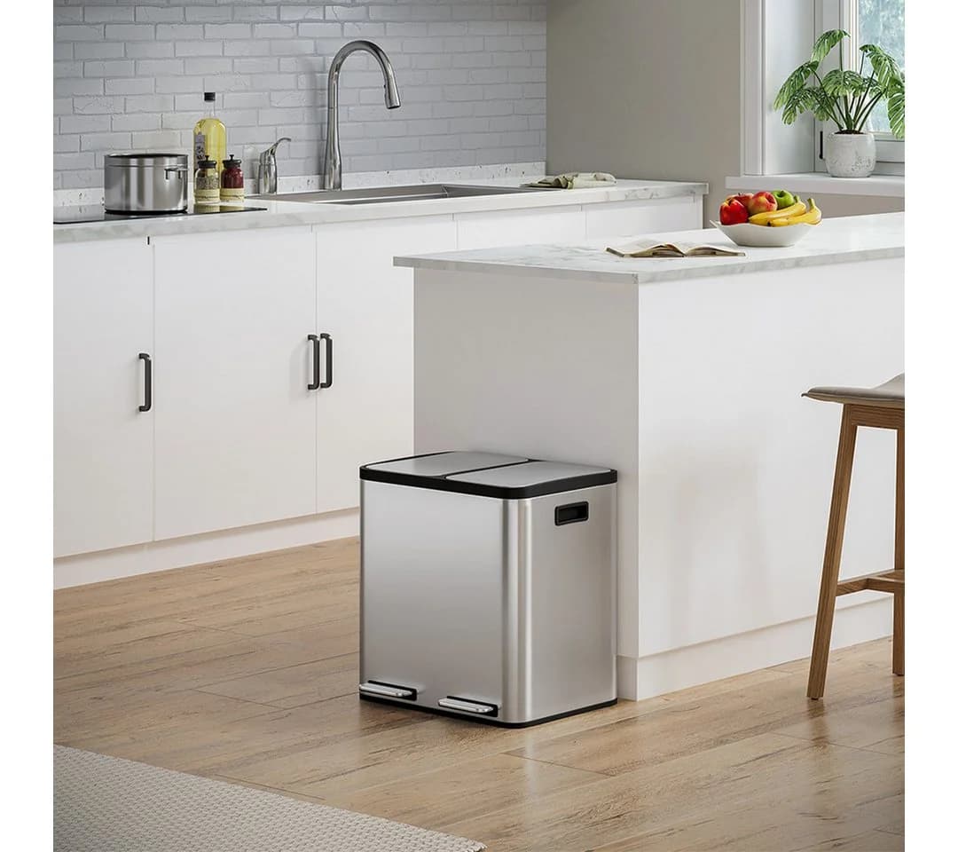 STEELSØN Mülleimer Epsilon Soft-Close Edelstahl 2x15L Silber