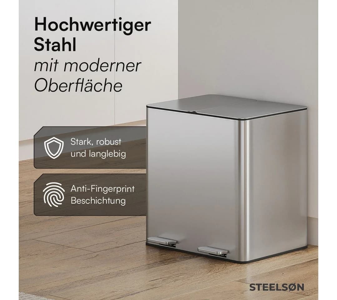 STEELSØN Mülleimer Gloas 2x15 Liter Edelstahl Soft-Close - Bild 3