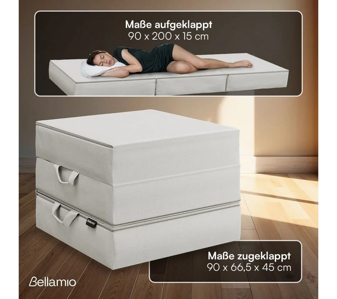 Bellamio Klappmatratze Lomme 90x200 cm Hellgrau 3-teilig - Bild 5