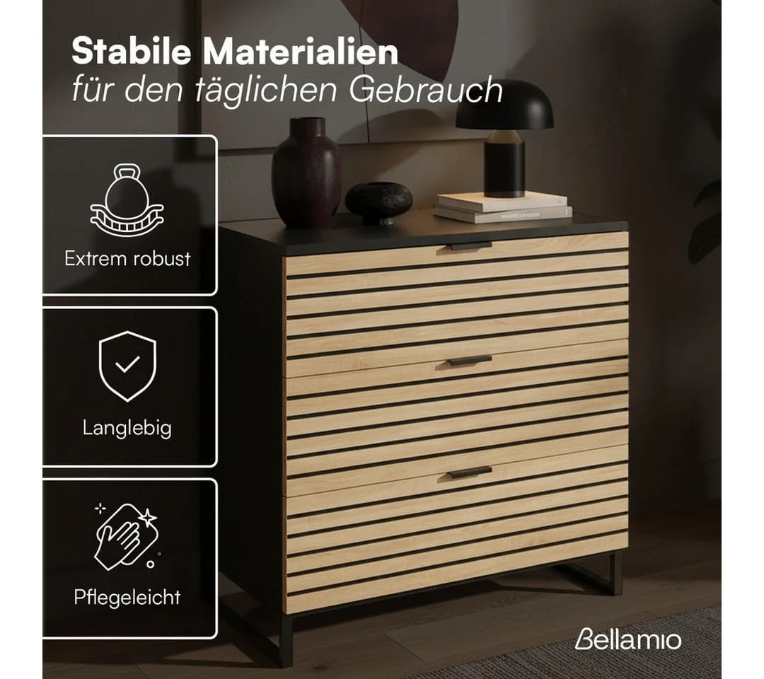 Bellamio Kommode Luvua Schwarz/Eichenoptik 80cm - Bild 4
