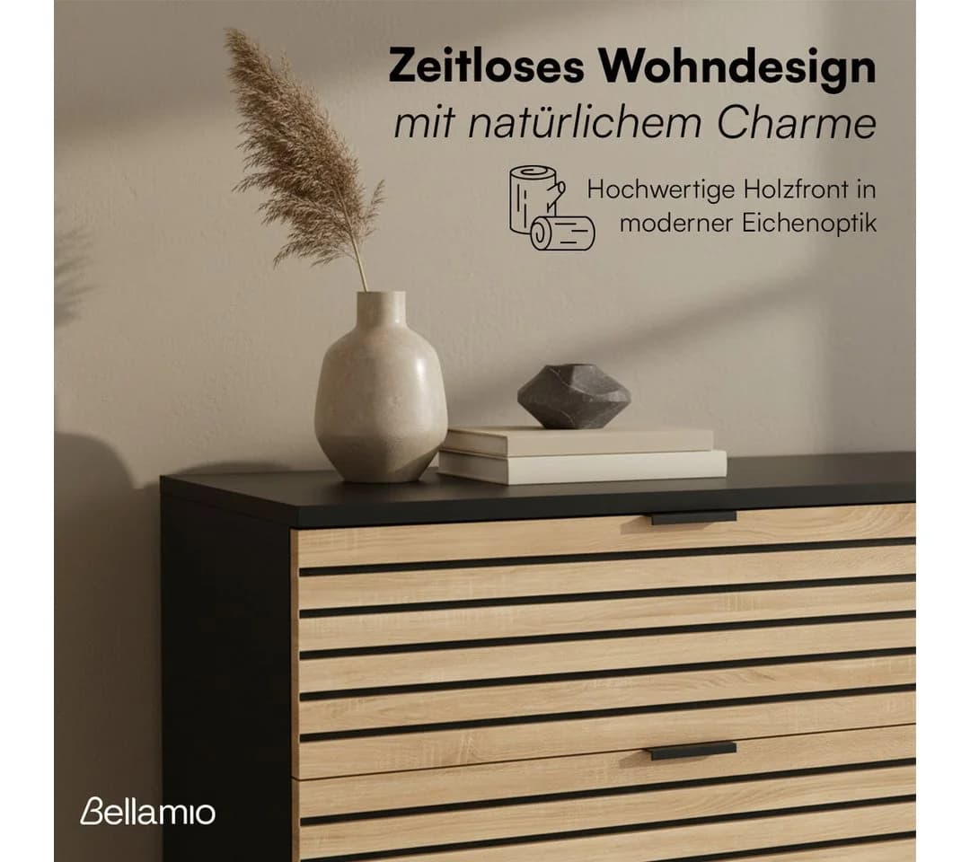 Bellamio Kommode Luvua Schwarz/Eichenoptik 80cm - Bild 5
