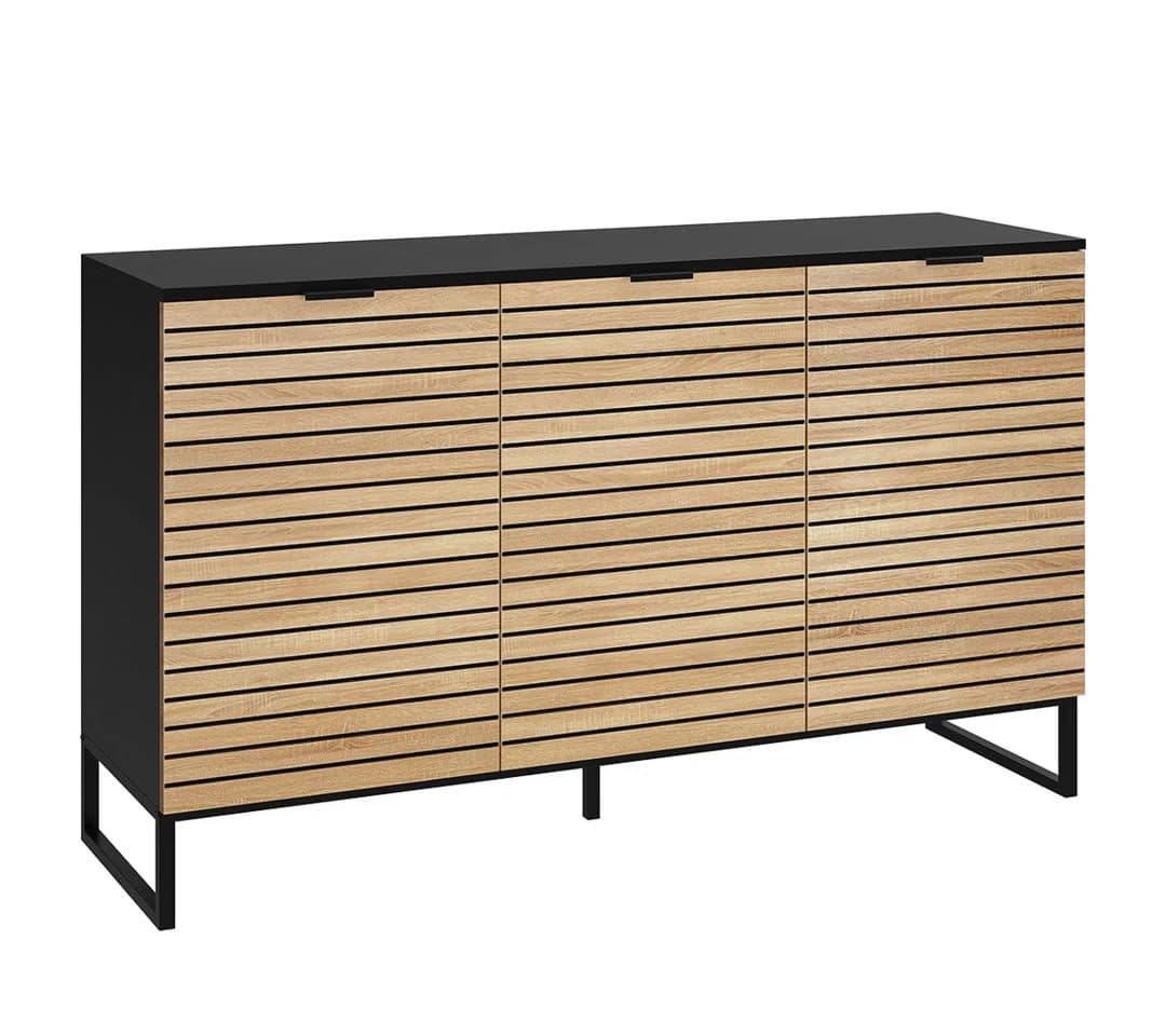 Bellamio Kommode Luvua Schwarz Eichenoptik 135cm Sideboard - Bild 2