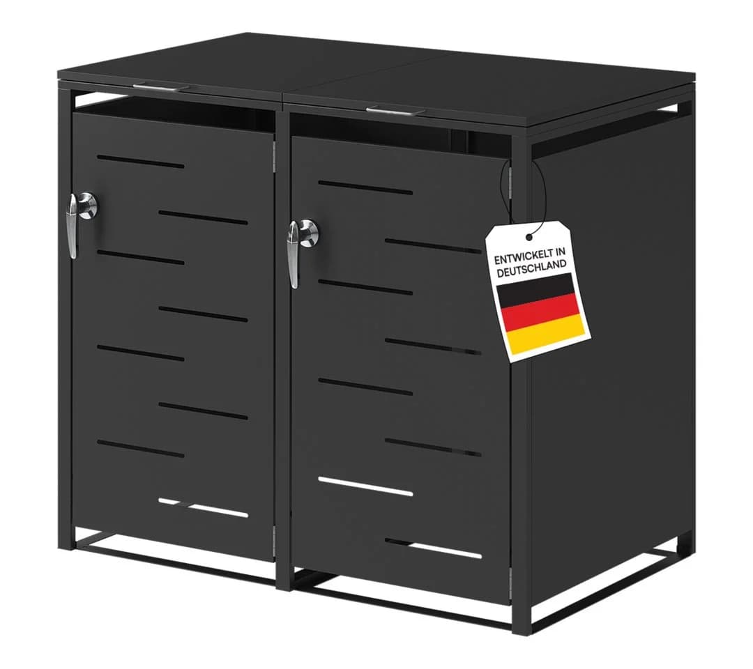 STEELSØN Mülltonnenbox Diorus 120L Graphitschwarz 2 Türen - Bild 2