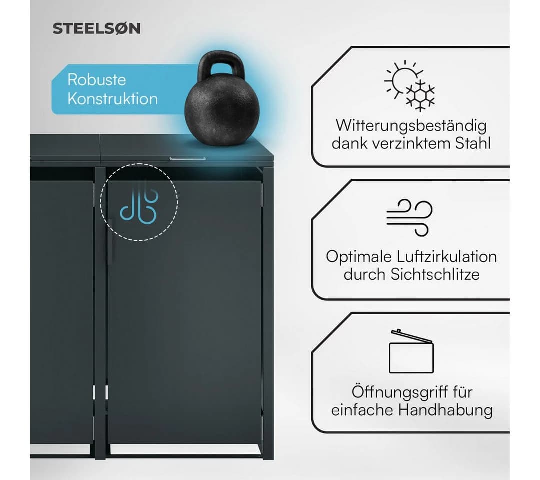 STEELSØN Mülltonnenbox Thoria 120 L Anthrazitgrau - Bild 4