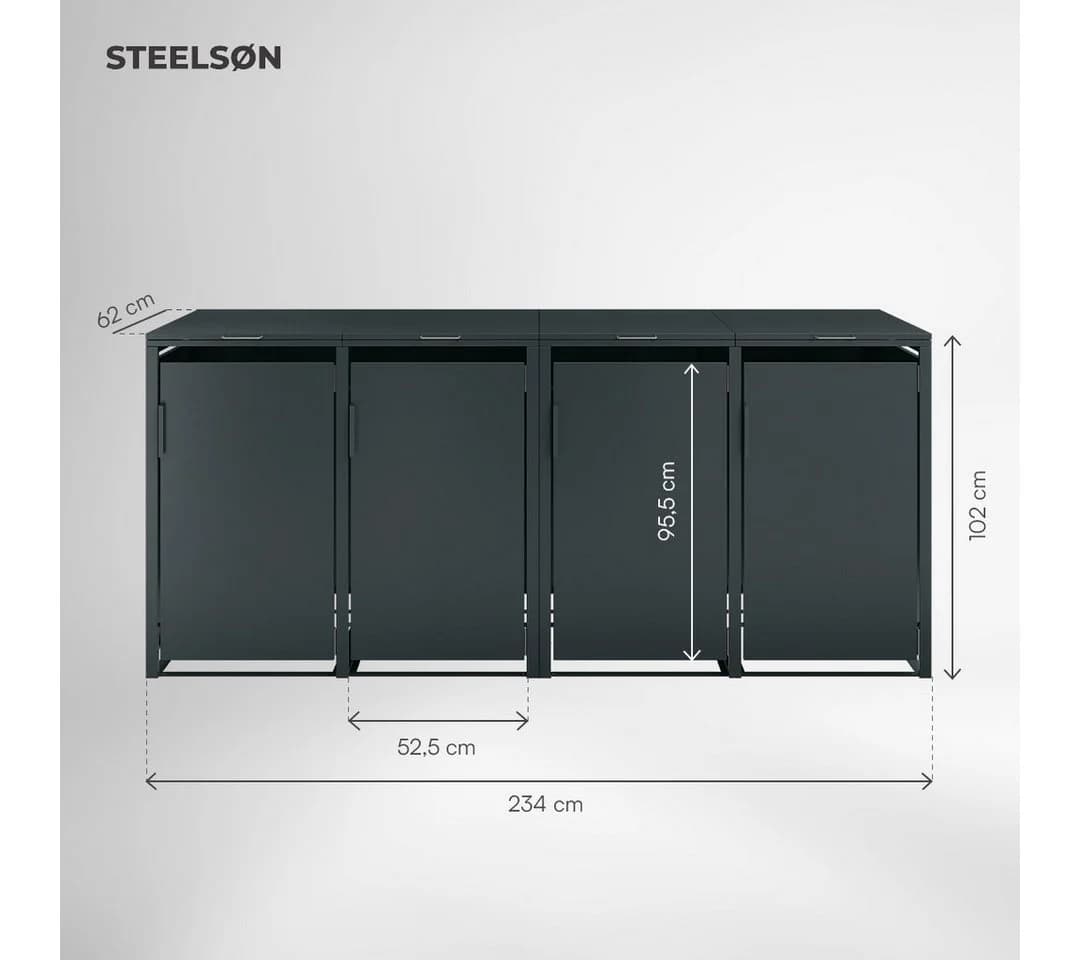 STEELSØN Mülltonnenbox Thoria 120 L Anthrazitgrau - Bild 5