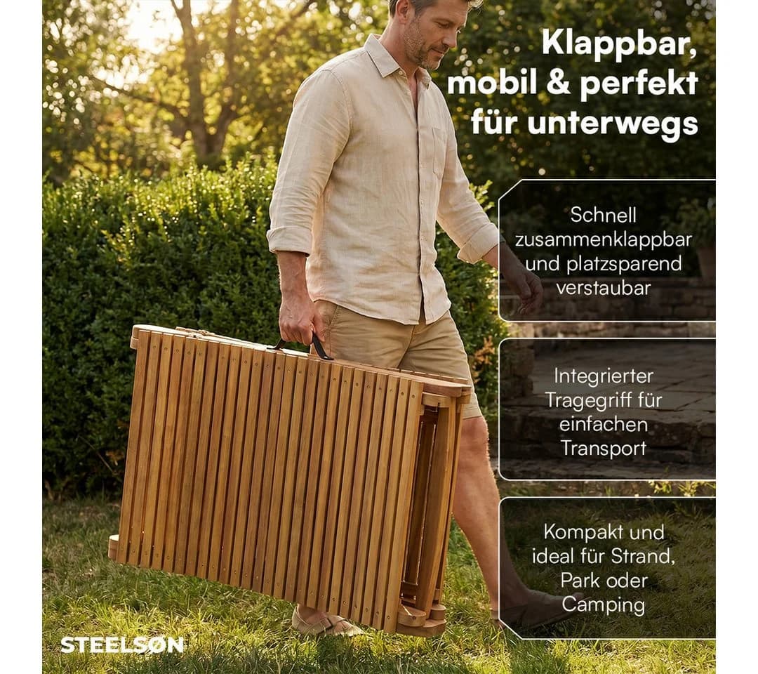 STEELSØN Gartenliege Ophira Akazienholz Klappbar - Bild 4