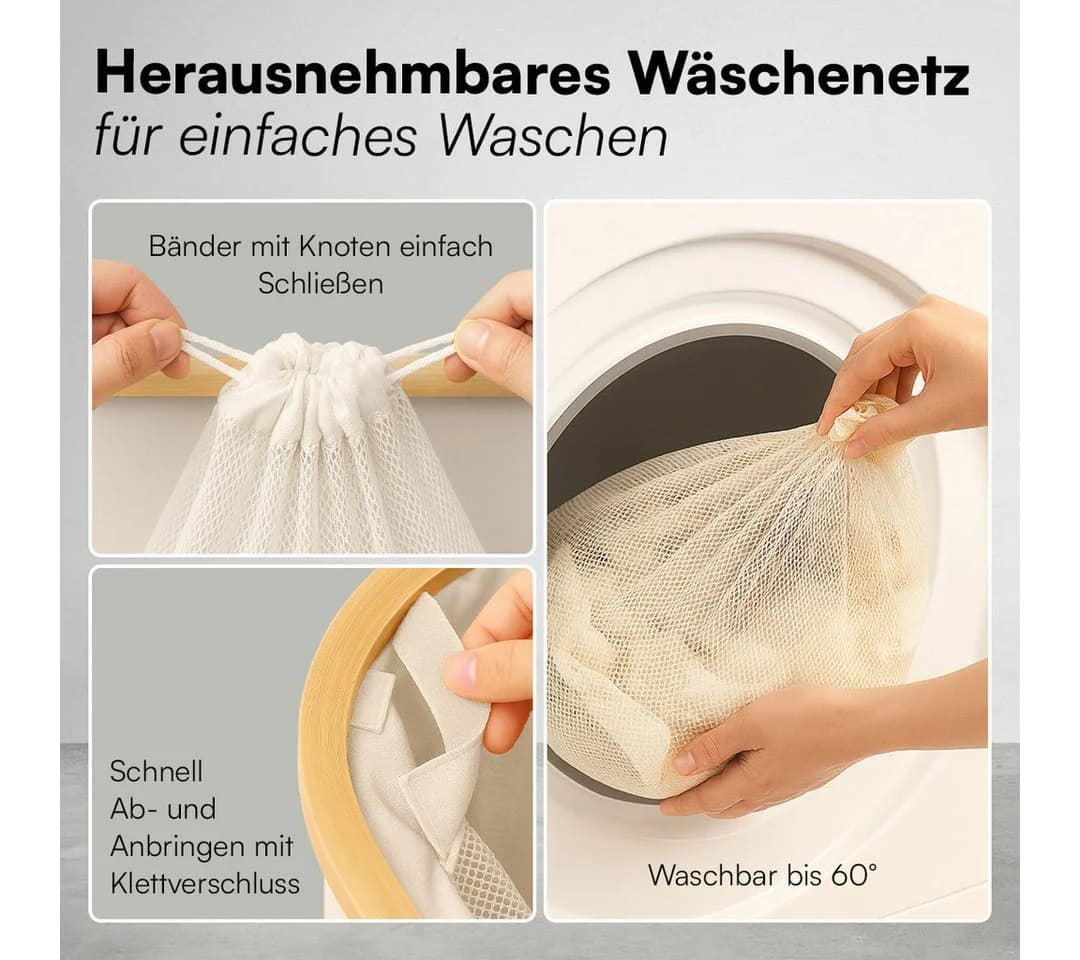 Bellamio Wäschekorb Tolt Beige 65 L mit herausnehmbarem Wäschesack - Bild 4