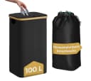 Bellamio Flaschensammler Tolt 100L Stoff & Bambus Schwarz Bild 2