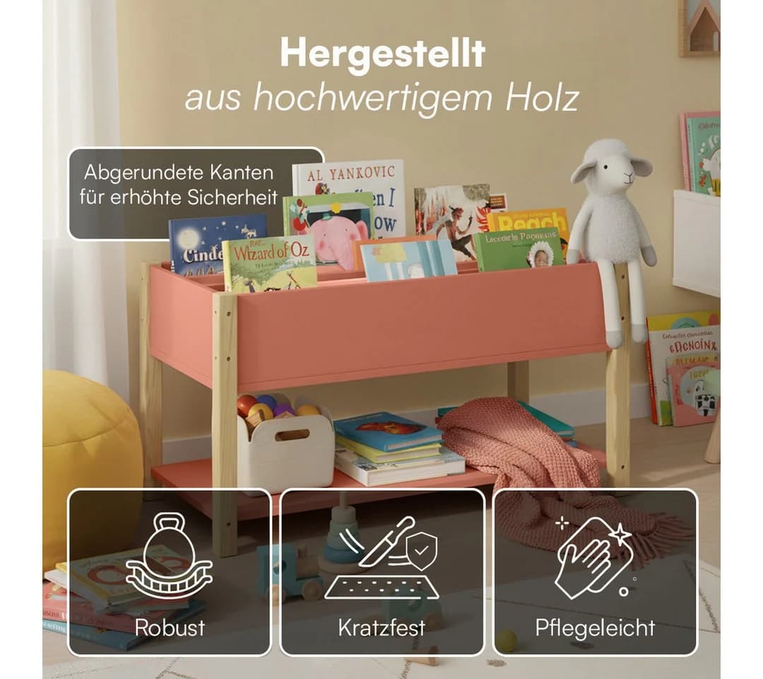 Bellabino Kinderregal Teme Terrakotta/Natur mit 4 Fächern - Bild 4