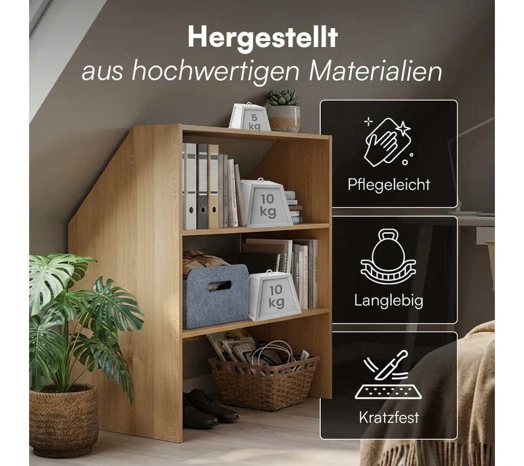 Bellamio Regal Aland Dachschrägenregal 45 Grad-Winkel Eiche - Bild 4