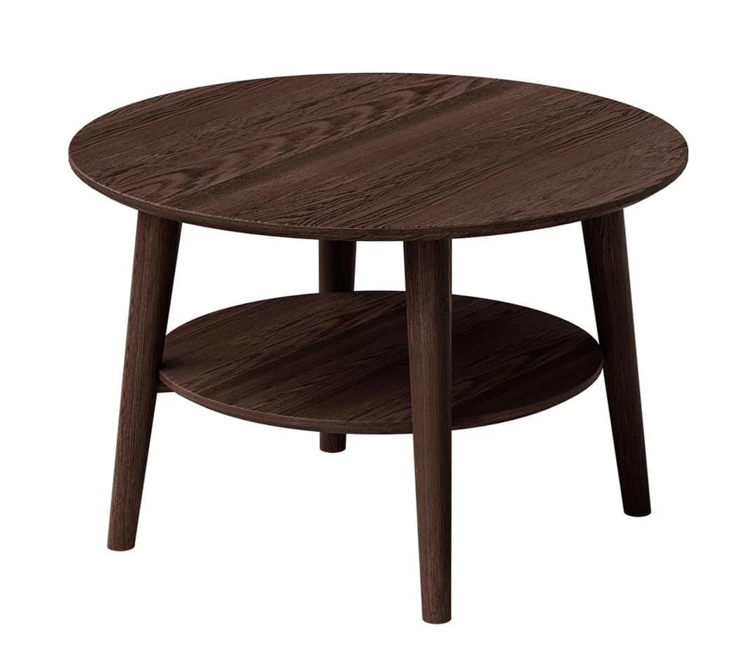 skølm Couchtisch Mjölnir Eiche Massivholz Dunkel Lackiert Ø70 cm