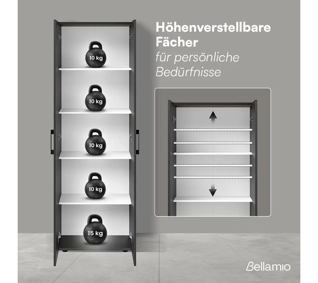 Bellamio Mehrzweckschrank-Set Apol Anthrazitschwarz 2er-Set - Bild 5