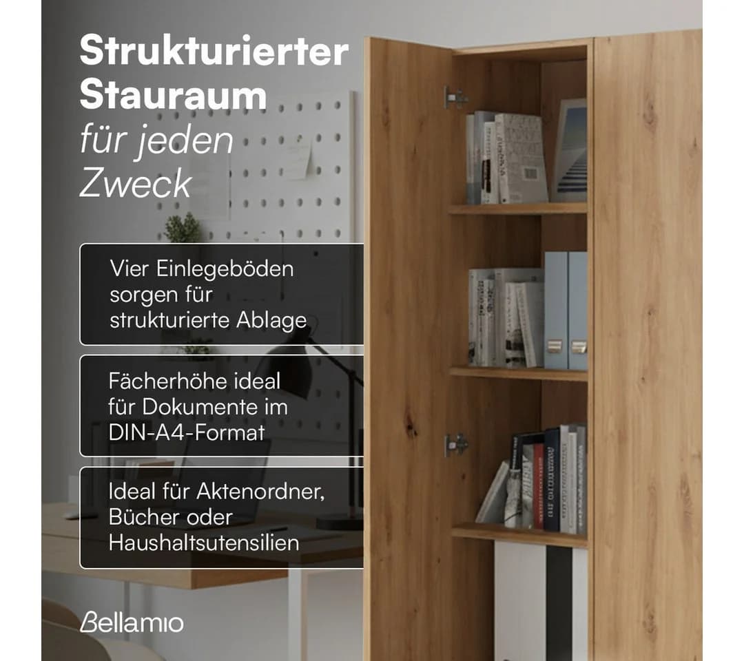 Bellamio Mehrzweckschrank Apol Eichenoptik 2 Türen 5 Fächer - Bild 3