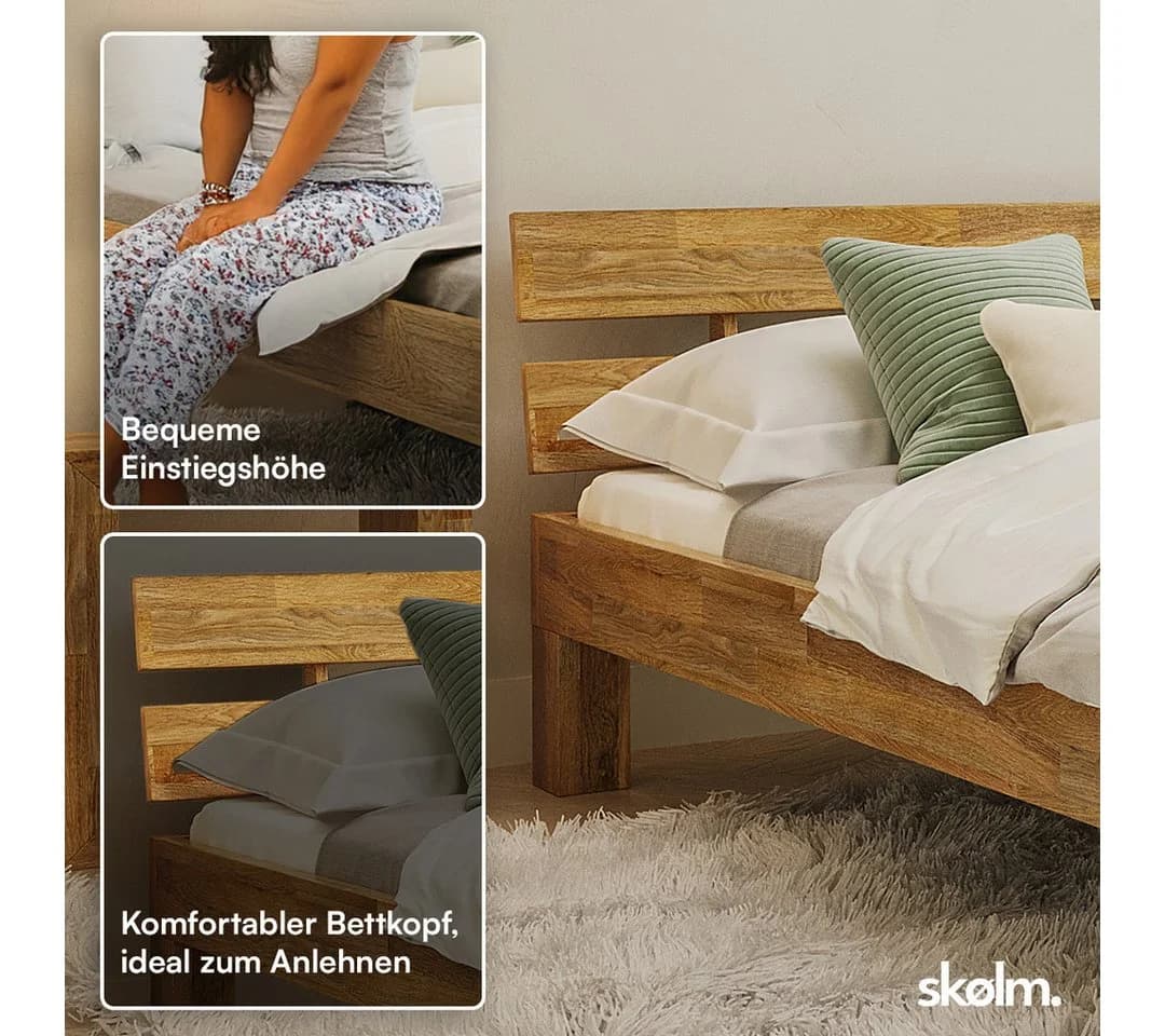 skølm Massivholzbett Floki Eiche mit Kopfteil natur geölt - Bild 3