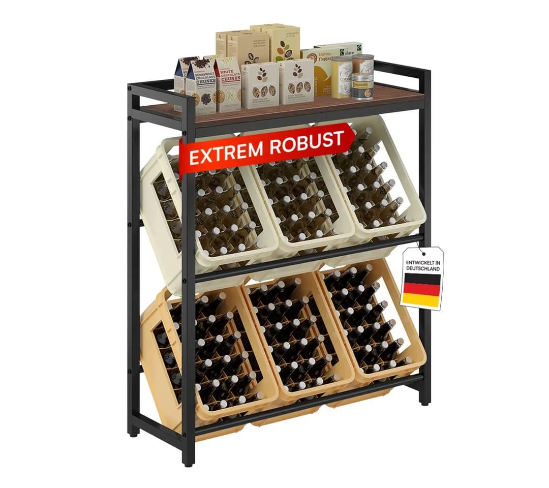 STEELSØN Flaschenregal Astris mit MDF-Ablage, Platz für 6 Getränkekisten - Bild 2