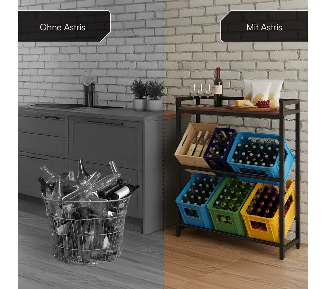 STEELSØN Flaschenregal Astris mit MDF-Ablage, Platz für 6 Getränkekisten - Bild 5