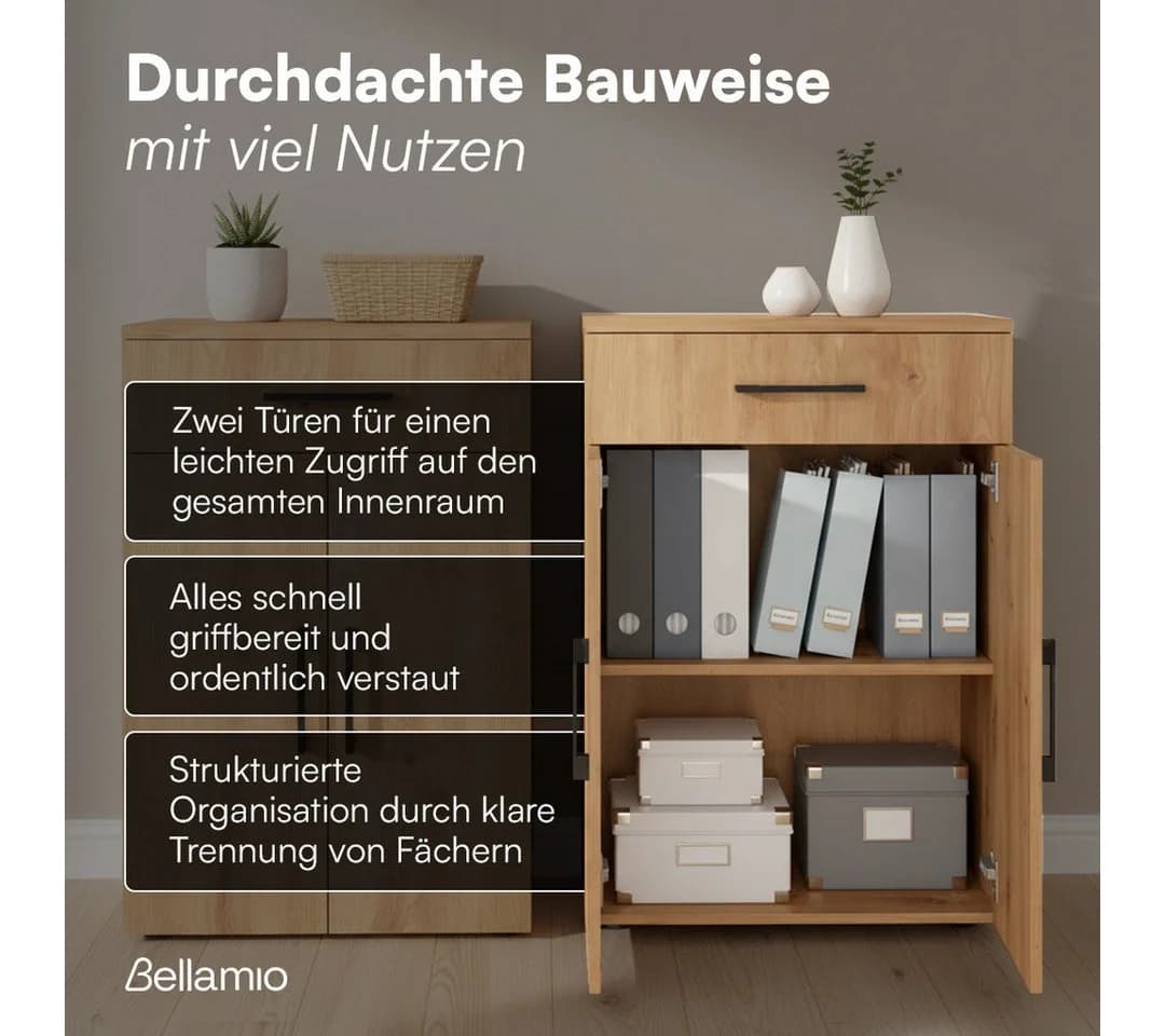 Bellamio Mehrzweckschrank Apol 88 cm - Eichenoptik - Bild 3