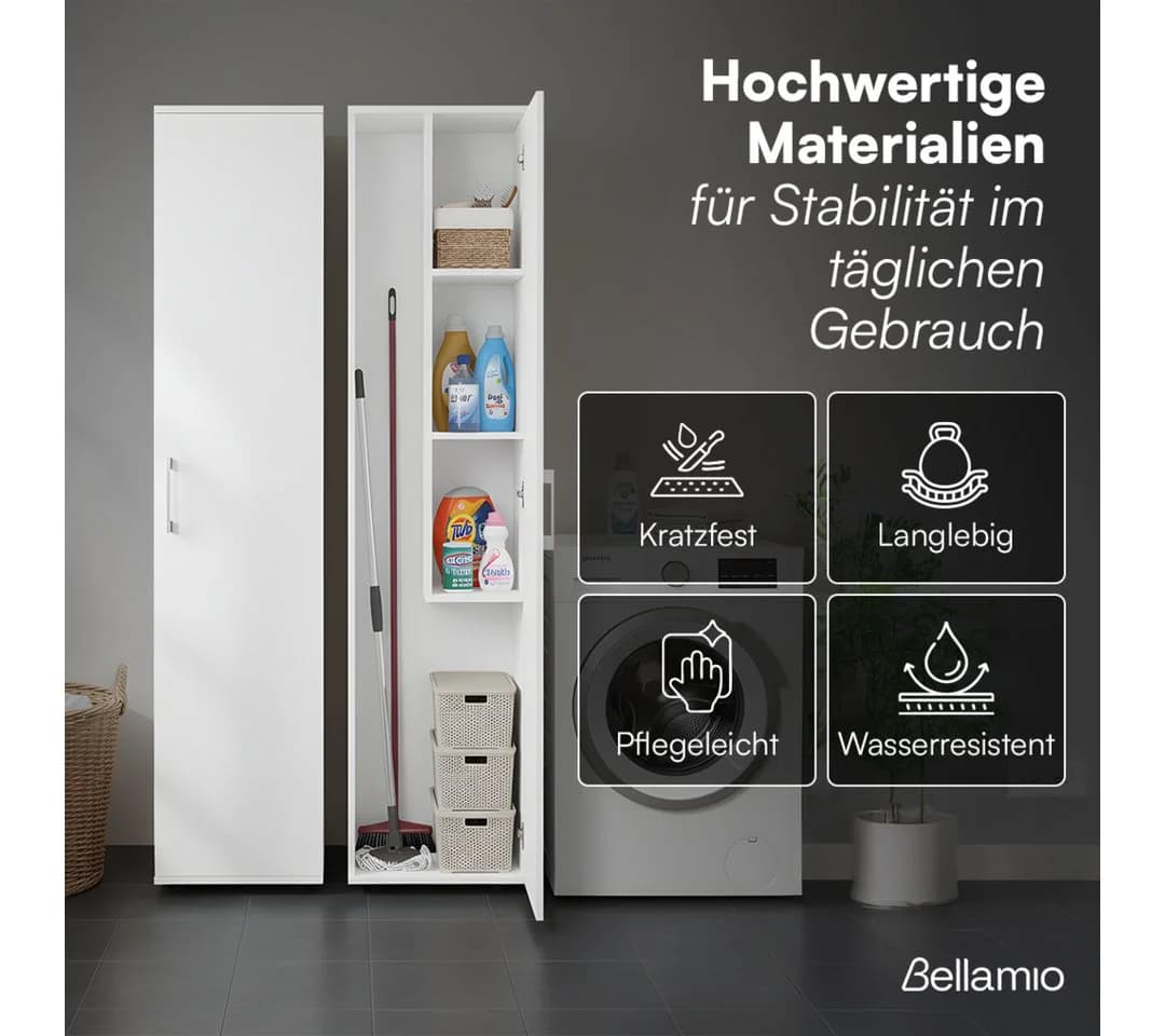 Bellamio Mehrzweckschrank Apol Weiß Besenschrank mit 3 Fächern - Bild 3