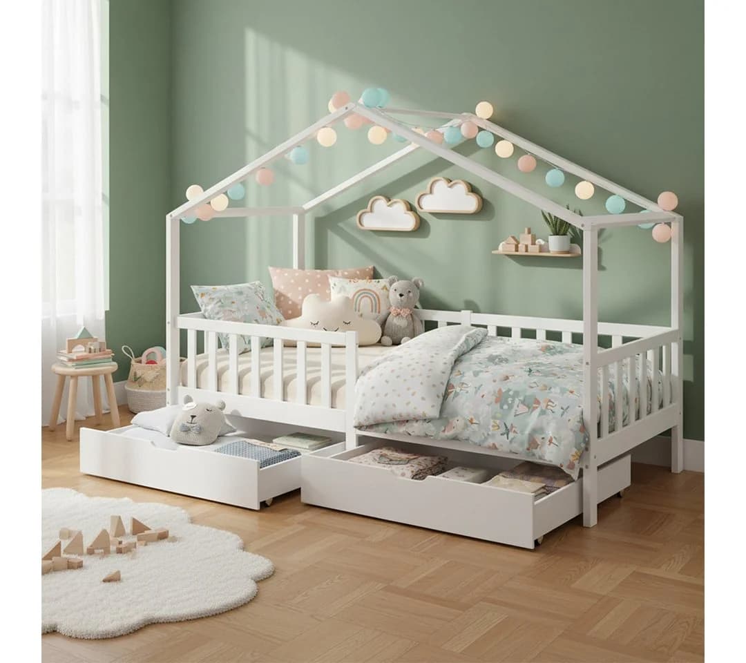 Bellabino Kinderbett Bia Weiß mit Rausfallschutz & Schubladen - Bild 2