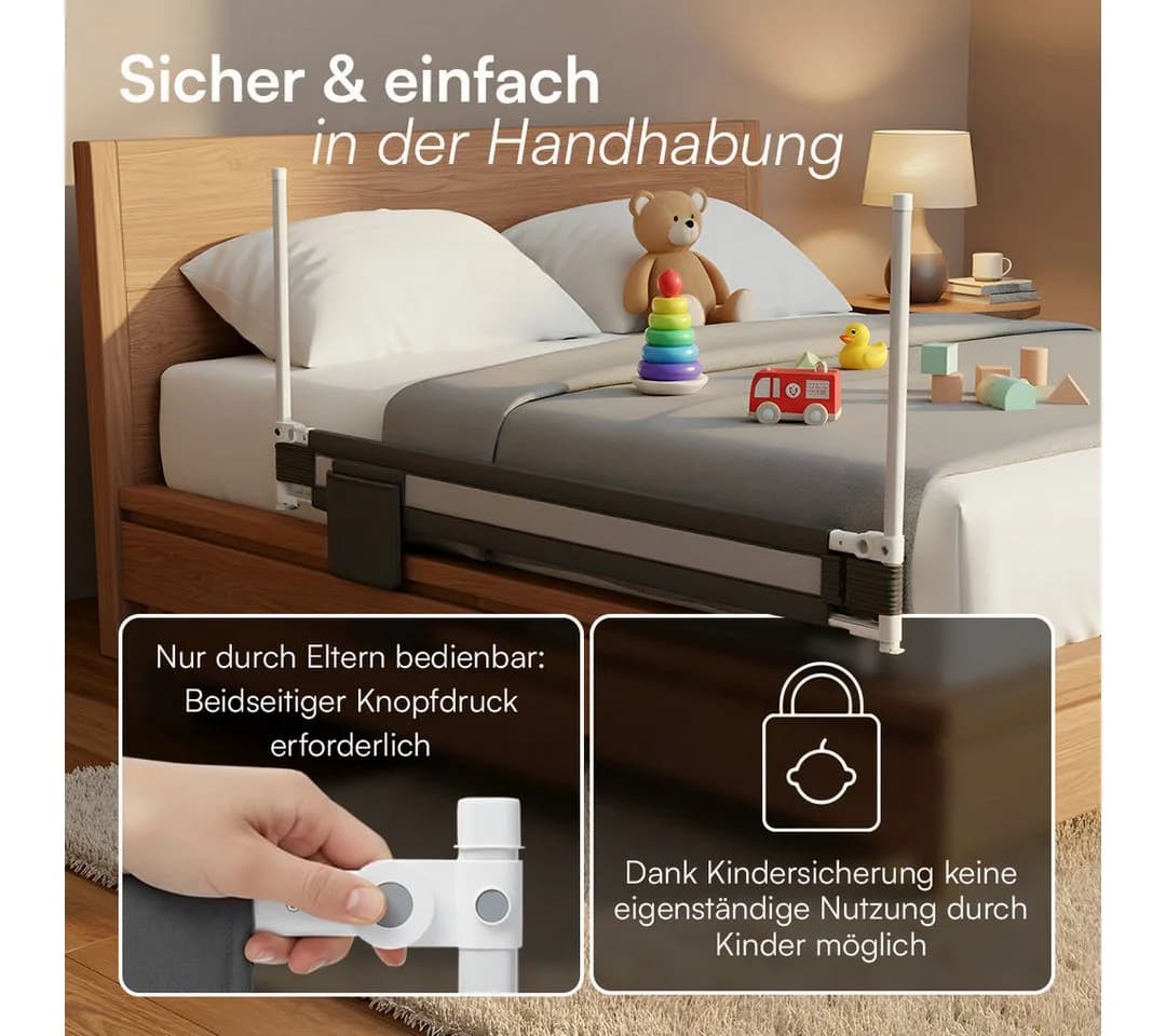 Bellabino Bettschutzgitter Drina höhenverstellbar Dunkelgrau - Bild 4