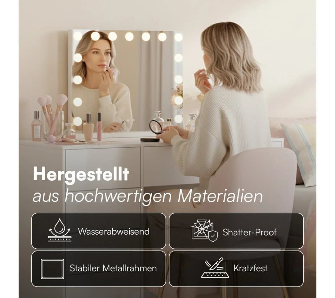 Bellamio Schminkspiegel Livny LED-Beleuchtung Touchscreen USB - Bild 4