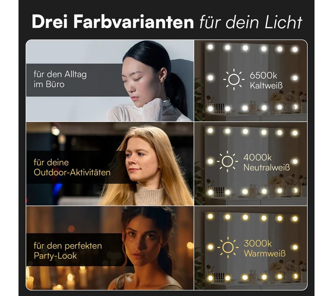 Bellamio Schminkspiegel Livny LED-Beleuchtung Touchscreen USB - Bild 5