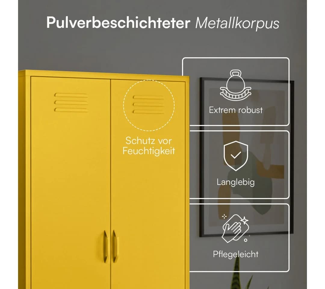 skølm Kleiderschrank Atria Metall Senfgelb - Bild 4