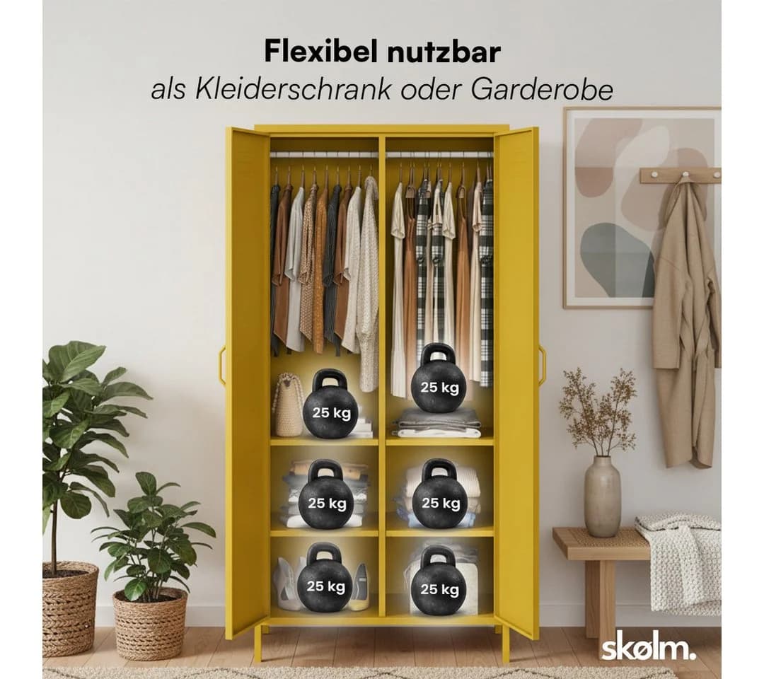 skølm Kleiderschrank Atria Metall Senfgelb - Bild 5