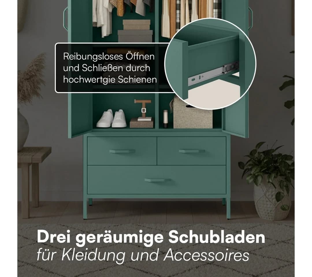 skølm Kleiderschrank Atria aus Metall (Dunkelgrün) - Bild 5