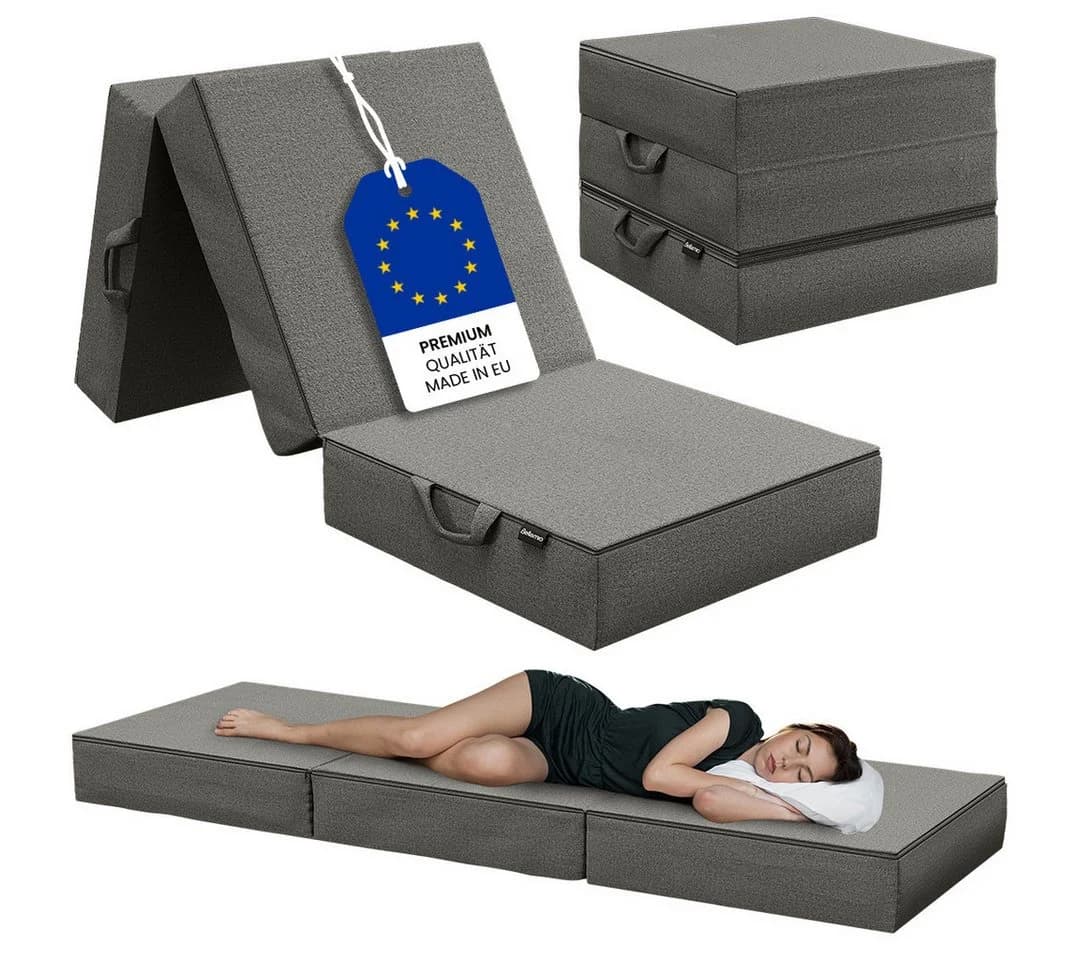 Bellamio Klappmatratze Lomme 3-teilig 15 cm hoch 90x200 cm Dunkelgrau - Bild 2