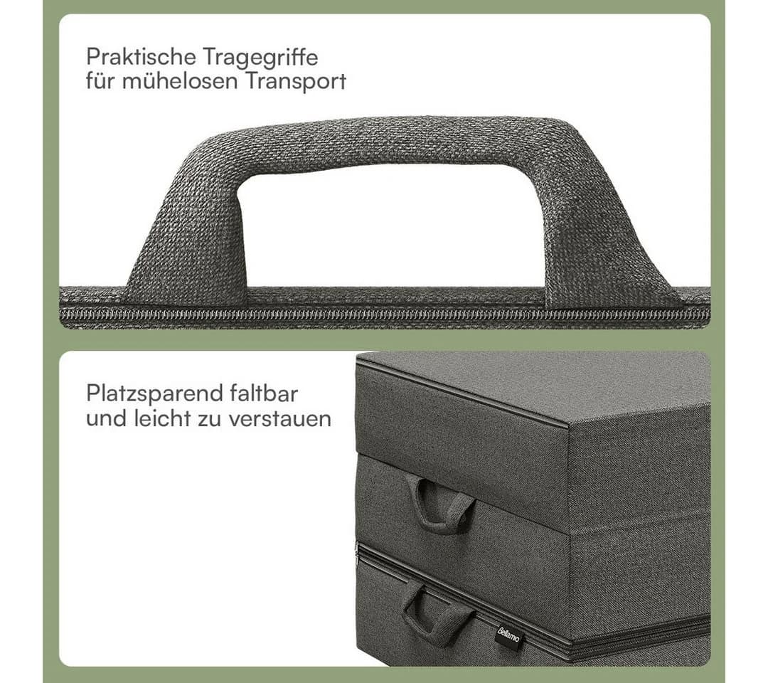 Bellamio Klappmatratze Lomme 3-teilig 15 cm hoch 90x200 cm Dunkelgrau - Bild 3