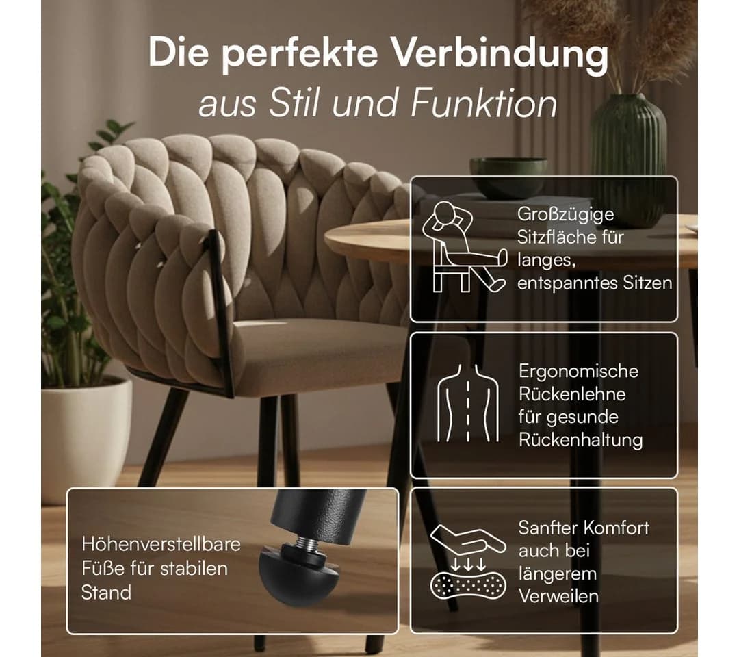 skølm Esszimmerstuhl Sudri Samt macchiato 6er Set - Bild 5