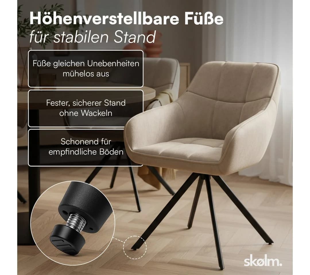 skølm Esszimmerstuhl Sköll Drehstuhl Samt Macchiato 4er Set - Bild 4