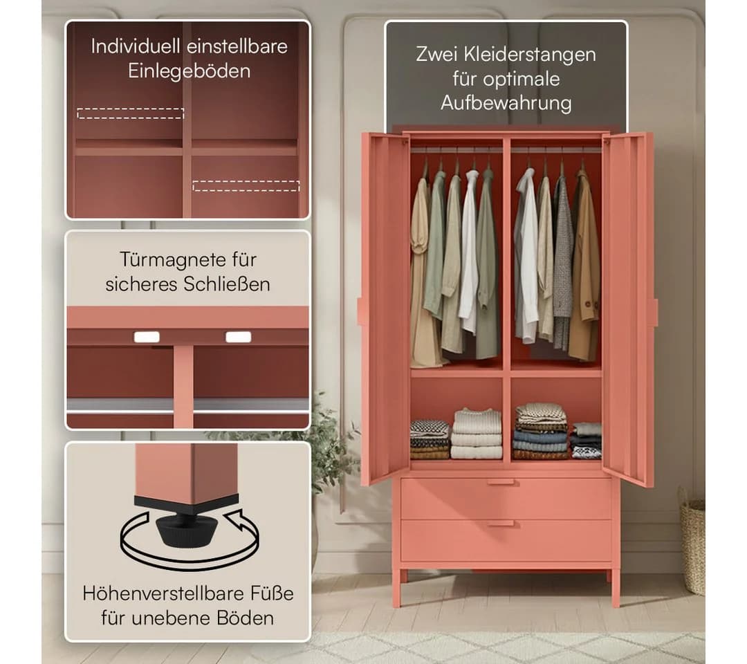 skølm Kleiderschrank Ituri Metall Terrakotta - Bild 3