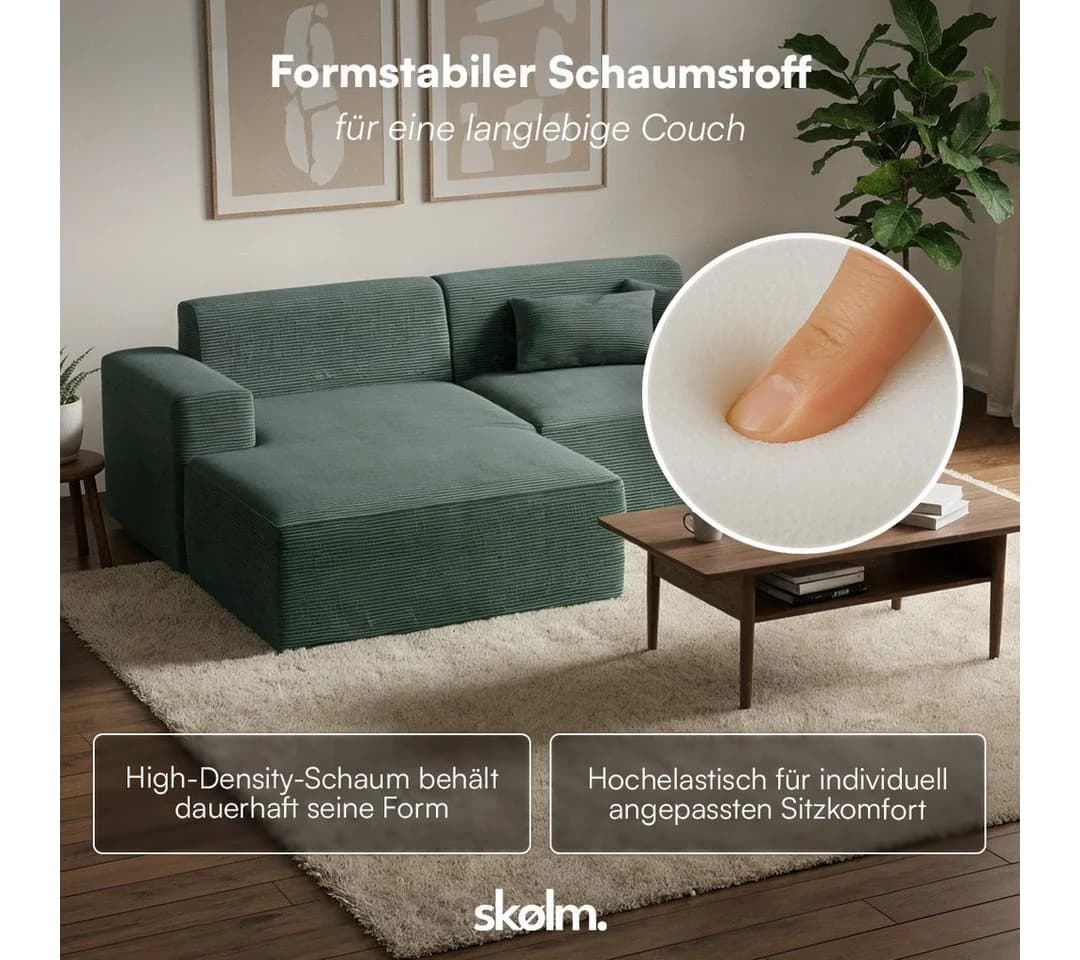 skølm Sofa Freki Cord 3-Sitzer Dunkelgrün - Bild 5