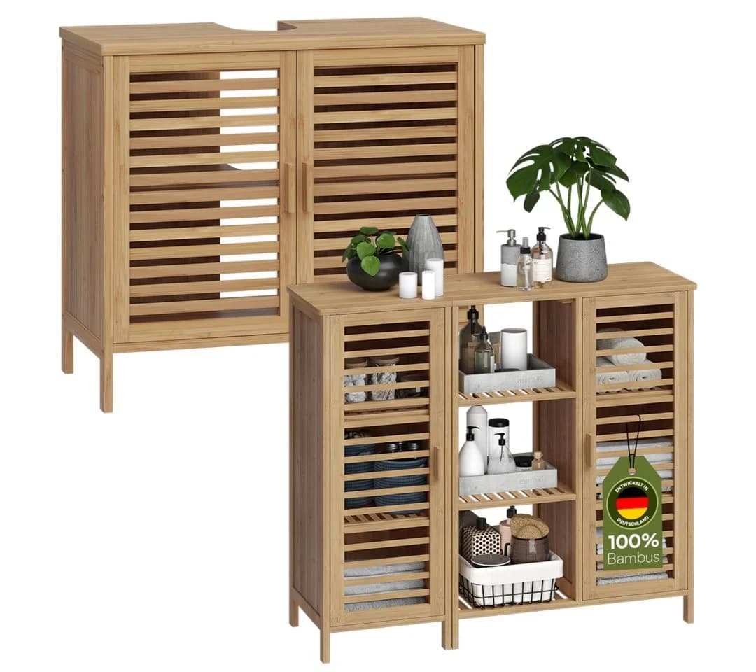 Bellamio Badmöbel-Set Newa Bambus 2er-Set mit 9 Fächern - Bild 2