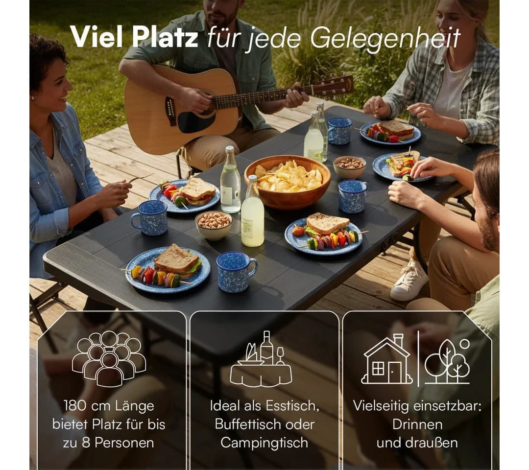 STEELSØN Klapptisch Zennar Schwarz HDPE-Kunststoff