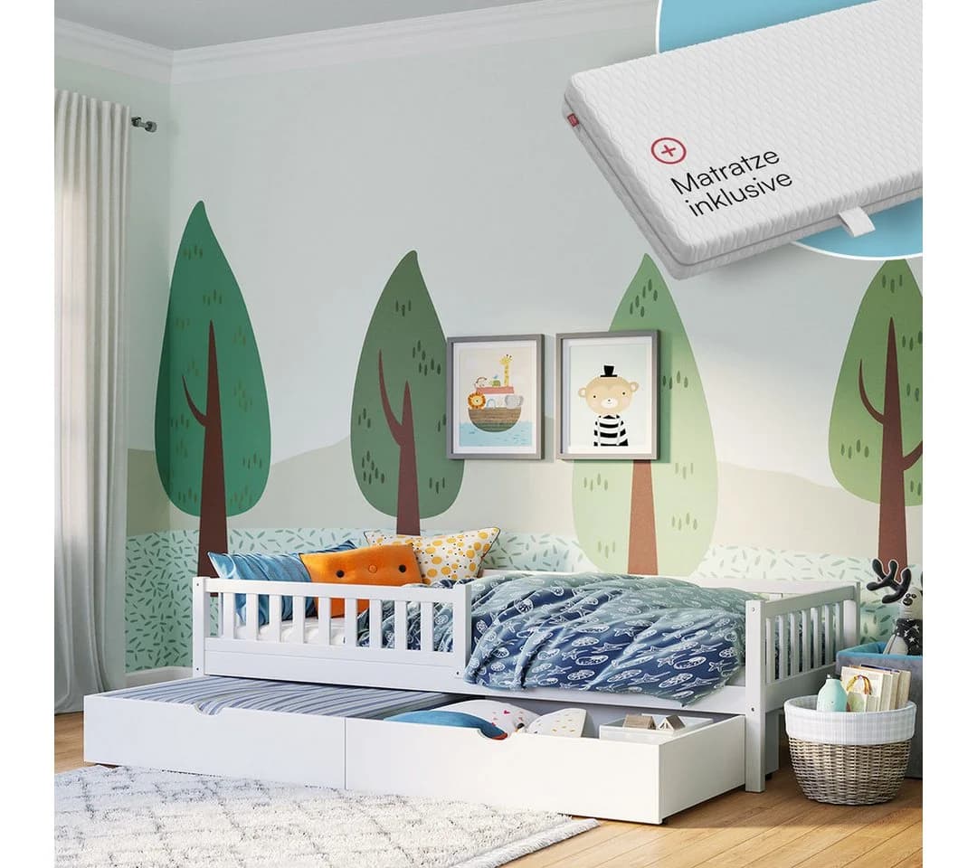 Bellabino Kinderbett Vils Weiß mit Schublade und Matratze - Bild 2
