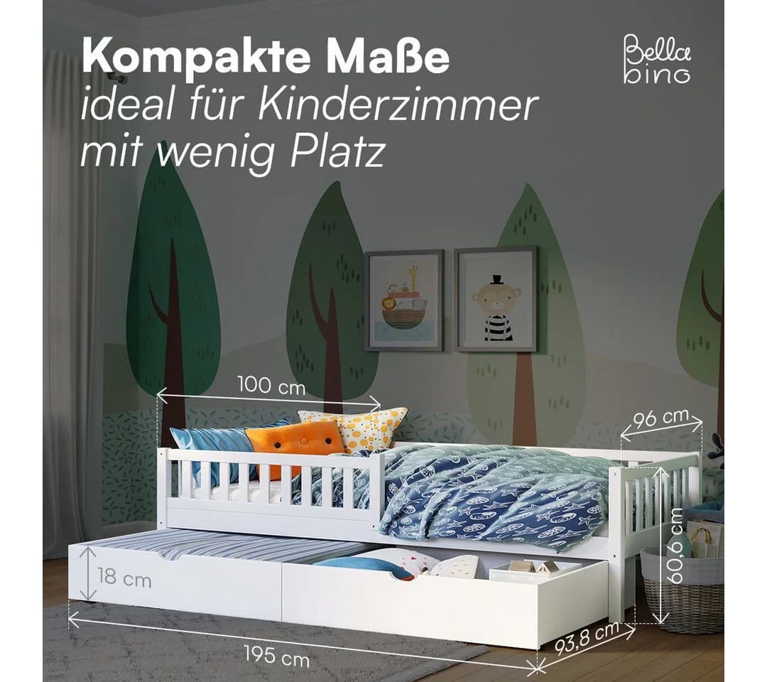 Bellabino Kinderbett Vils Weiß mit Schublade und Matratze - Bild 3