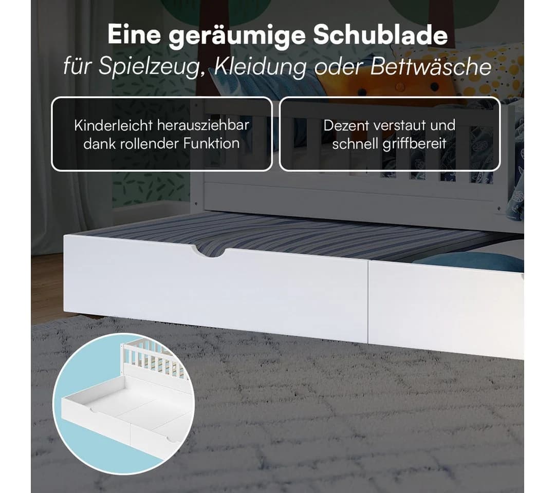 Bellabino Kinderbett Vils Weiß mit Schublade und Matratze - Bild 5