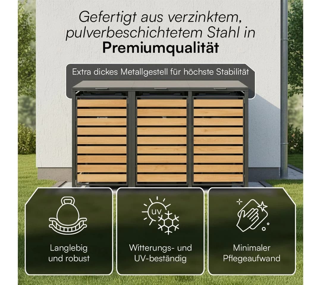 STEELSØN Mülltonnenbox Kestra 120L Holzoptik - Bild 5