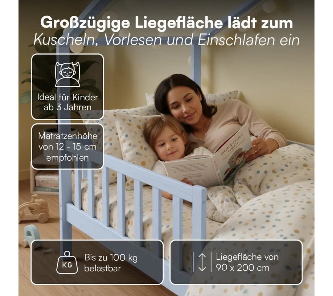 Bellabino Hausbett Bia mit Lattenrost Blau - Bild 4