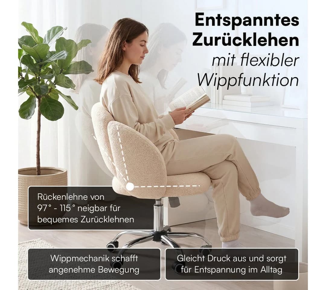Bellamio Drehstuhl Meli Wolkenstuhl Beige Bürostuhl höhenverstellbar & drehbar - Bild 3