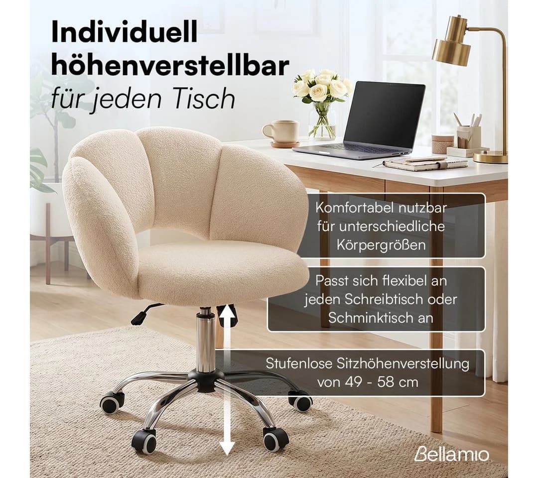 Bellamio Drehstuhl Meli Wolkenstuhl Beige Bürostuhl höhenverstellbar & drehbar - Bild 4