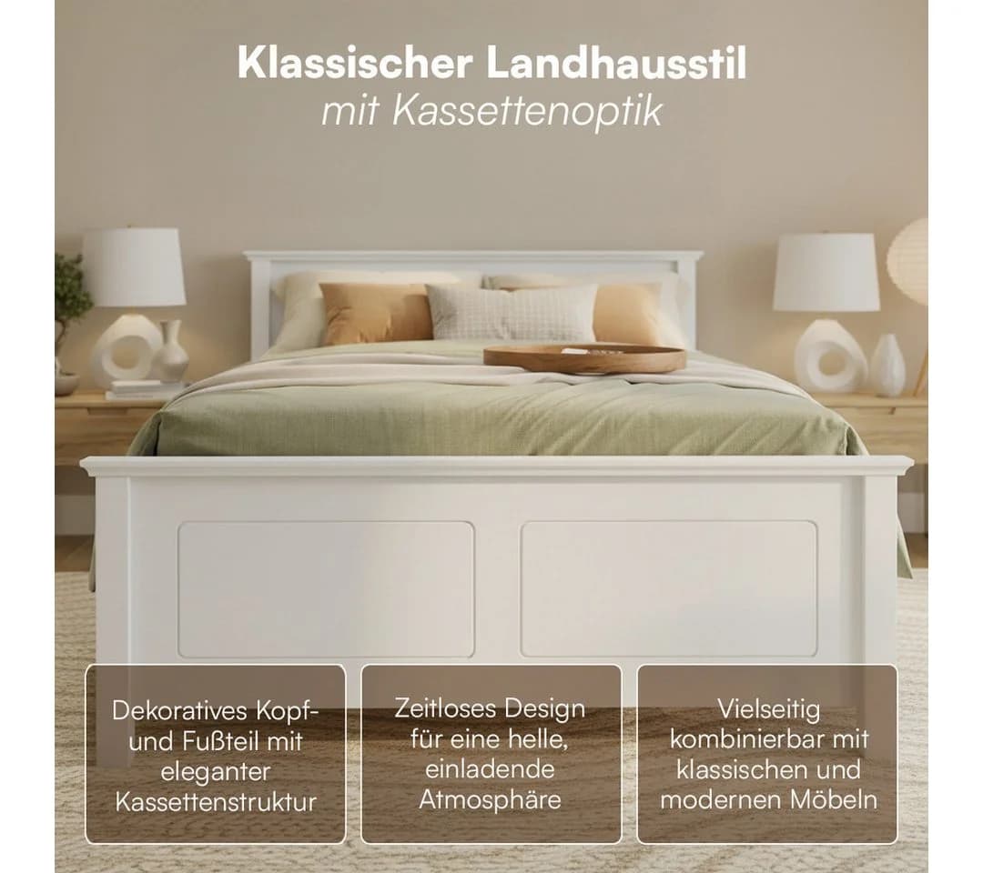 Bellamio Massivholzbett Medje Kiefer Landhausstil - Bild 3