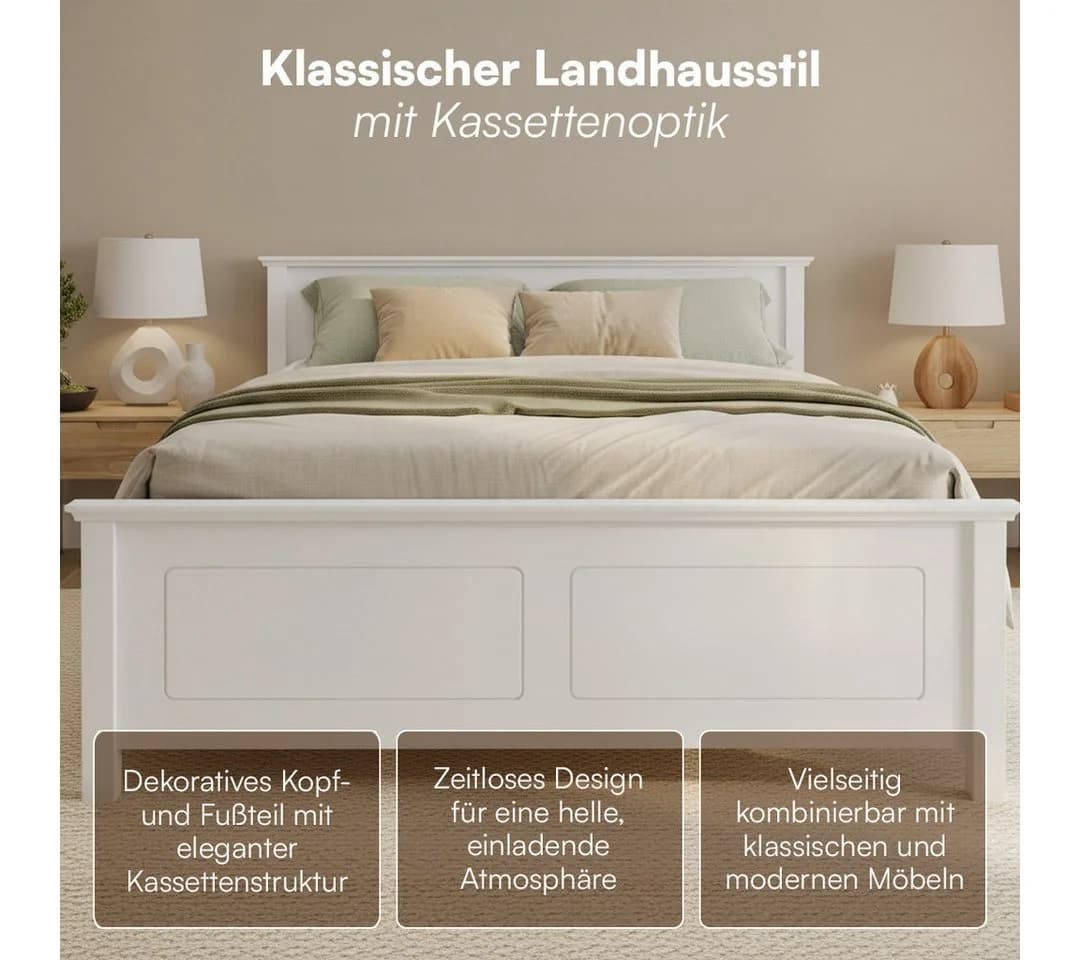Bellamio Massivholzbett Medje Kiefer Landhausstil - Bild 3