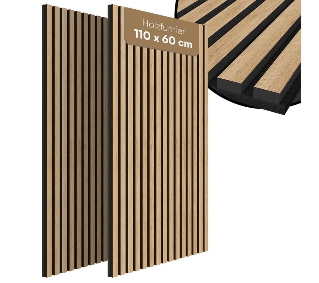 Bellamio Akustikpaneel Kilwa 3D Lamellenwand Eiche Holzoptik - Bild 2