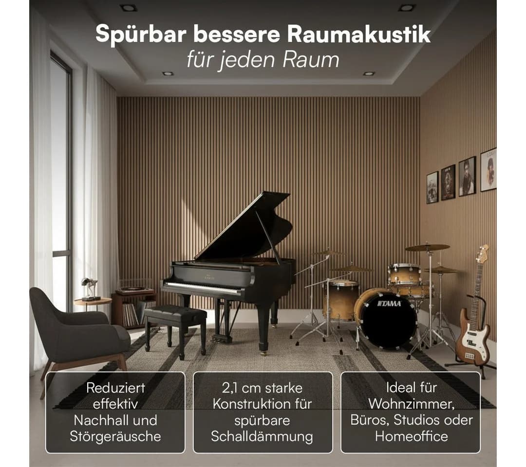 Bellamio Akustikpaneel Kilwa 3D Lamellenwand Eiche 2-tlg