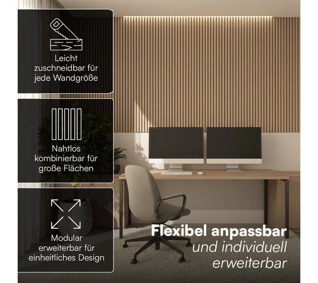 Bellamio Akustikpaneel Kilwa 3D Lamellenwand Eiche 2-tlg - Bild 3